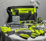 Fastpro Home Repair Hand Tool Set W/ Bag Green Open Box Unused. Fixed Price $50.00.