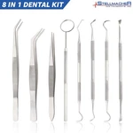 8 Pcs Student Oral Hygiene Dental Kit Stainless Steel Probe & Tweezer German. Fixed Price $13.90.