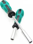 2-PIECE Bit Handle, 1/4 Magnetic Holding Screwdriver Green+black. Fixed Price $10.44.