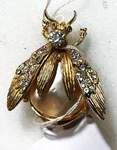 Vintage Goldtone Rhinestone Accents Wings & Head Faux Baroque Mabe Pearl Bod. Fixed Price $19.99.
