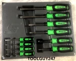 Snap On SGDX6040B 10PC Green Combo Instinct Soft Grip Screwdriver Set New Usa. Fixed Price $269.95.