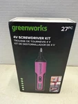Greenworks Rechargeable Screwdriver W/ 27 Piece Bit Brand New (pink). Fixed Price $17.78.