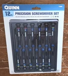 Quinn 12PC Precision Screwdriver Set W/compact Carrying Pouch - Item #71000. Fixed Price $24.44.