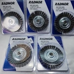 Radnor Wire Wheel 64000378 4" X 5/8"-11 Arbor Stainless Steel Knot 0.020, Pack. Fixed Price $73.89.