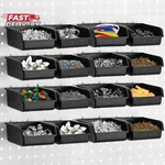 Foraineam 16 Pack Pegboard Bins With Metal Hooks, Black Garage Workbench Cu. Fixed Price $28.26.