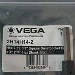 Vega Hex 7/32, 3/8 In Square Drive Socket Bit 3" 1/4" Shank 2H14H14-2. Fixed Price $8.98.