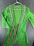 Vtg Lilly Pulitzer Green Sea Shell Floral Top Beaded Small Tie Closure Beach. Fixed Price $29.92.