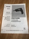 Vtg 95 Sears Craftsman Cordless Screwdriver 315.111200 Owners Manual Parts List. Fixed Price $9.99.