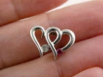Sd Designer Sterling Silver Ruby And Natural Diamond Two Hearts Slide Pendant. Fixed Price $36.00.