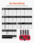 Screwdriver Bit Set, 45-PIECE, Magnetic Phillips, Slotted, Blackened Finish. Fixed Price $27.75.