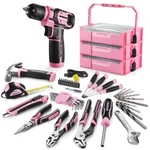 Workpro Cordless Drill Driver 43PCS Pink Tool Set 8V Lithium-ion Power Bit. Fixed Price $63.99.