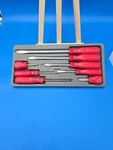 Mac Tools 8PC Red Comfort Grip Combination Screwdriver Set Black Plastic Tray. Fixed Price $170.00.