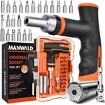 Manwald Universal Socket Tool Set Ratcheting T-handle Screwdriver With Po.... Fixed Price $39.33.