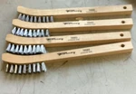 4 Stainless Steel Forney 70503 Wooded Handle Wire Brushes. Fixed Price $16.00.