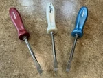 New 3 Snap-on Pearl Red White Blue Hard Handle Flat Blade Screwdrivers. Fixed Price $195.99.