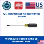 1/4 Cabinet-tip Flat Head Screwdriver, Klein Tools 605-6, Heavy-duty 6" Shank. Fixed Price $11.99.