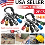12PCS 1/4" Hex Shank Quick Release Keychain Screwdriver Drill Bit Holder Set. Fixed Price $13.55.