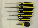 Stanley 6 Piece Sae Screw Driver Set - Flat & Phillips Black Yellow Handles. Fixed Price $12.95.