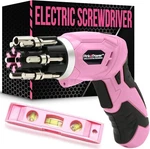 Electric Screwdriver Cordless Mini Drill Set - 4V Rechargeable Pink. Fixed Price $25.63.