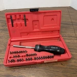 Snap On Tools Ratcheting Screwdriver Set Black Handle W/ 36 Bits & Case SSDRM220. Fixed Price $142.49.