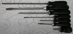Snap-on 7PC Black Hard Handle Mixed Screwdriver Set. Fixed Price $129.99.