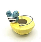 Mini Blue Bird Perched On Wishing Well Edge....has Wire Handle Approx 2" 2.5". Fixed Price $12.50.
