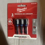 Milwaukee 3/8 Magnetic Nut Drivers Pack Shockwave Impact Duty 49-66-4525 Nib. Fixed Price $9.00.