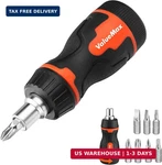 Valuemax 8-IN-1 Stubby Ratcheting Screwdriver, Multi-bit Quick-load. Fixed Price $19.36.