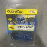 623J Cobratap Flat Head Concrete Screws, 3/16" X 2-3/4". Fixed Price $14.99.