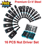 Magnetic Nut Driver Set 16-PIECE Impact Bit For 1/4" Hex Sae. Fixed Price $40.12.