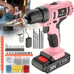 20V Cordless Impact Drill With 2.0AH Battery,pink. Fixed Price $21.50.