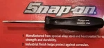 Snap-on Tools SDD244 Black Hard Plastic Handle Fine Flat Tip Mini Screwdriver. Fixed Price $16.99.
