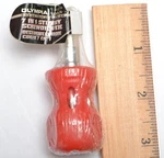 Olympia Tools 7-IN-1 Stubby Screwdriver Unused New Shrinkwrap Red Grip W/bits. Fixed Price $6.99.