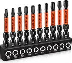 Dyrecelve Impact Torx Bit Set T15 T20 T25 T30 T40, 10-PACK Inch Magnetic Grip. Fixed Price $8.65.