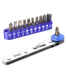 Labear Ultra Low Profile 12PC Ratchet And Bits Set, Blue. Fixed Price $17.99.