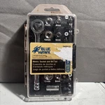 Blue Hawk Metric Socket And Bit 24 Piece Set 1/4" Drive Quick Release Ratchet. Fixed Price $19.99.