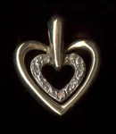 10K 1.02 Gram 16MM Fine Solid Yellow Gold Natural Diamond Heart Pendant Sd. Fixed Price $118.59.