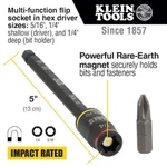 4PK Klein Tools 32767 3-IN-1 Impact Flip Socket 1/4-INCH 5/16-IN 5-INCH. Fixed Price $20.00.