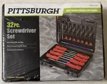 Pittsburgh 32-PIECE Screwdriver Set With Storage Case Soft Grip New Sealed. Fixed Price $19.99.
