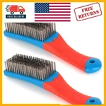 Durable Stainless Steel Wire Brushes With Rubber Handle - Perfect For Cleaning. Fixed Price $15.95.