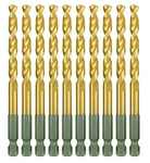 Hss Drill Bit Titanium Coated 1/4" Hex Shank Jobber Length Twist Metal. Fixed Price $36.03.