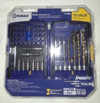 New Kobalt 55-PC Drill / Drive Set. Sppedfit Pro. Item #0779899, Model 89916. Fixed Price $28.00.