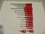 Mac Tools Vintage 15 Piece Flat Tip & Phillips Head Red Screwdriver Set. Fixed Price $284.99.