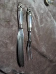 Georg Jensen Acorn Sterling Silver Handle 2 Piece Carving Set Stainless Blade. Fixed Price $299.00.
