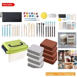 All-in-one 10 Lb White & Terracotta Clay Set: 30 Tools Storage Box For Potters. Fixed Price $58.95.