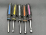 Set Of Five Metric Tool Shop Nut Drivers, Hollow Shaft, 6 Point, Rubberized Grip. Fixed Price $5.00.