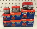 Set Of 6 Steelex Twist Knotted Wire Cup Brush M14-2MM Thread. Fixed Price $68.00.