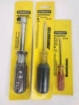 Vntg Stanley Jobmaster Handyman Screwdrivers Nutdriver 66-796, 61-114, 65-320. Fixed Price $31.95.