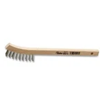Small Scratch Brush, 8-3/4 In, 2 X 9 Rows, Ss Wire, Curved Wood Handle. Fixed Price $13.08.