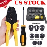Ratcheting Crimping Tool Kit Cord End Terminals Wire Crimper Pliers W/ 8 Dies. Fixed Price $37.99.